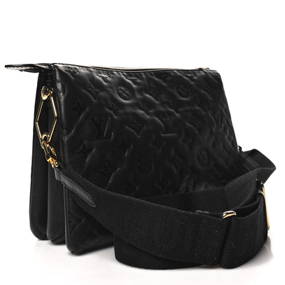 Louis Vuitton Lambskin Embossed Monogram Coussin PM Black 3 of 11