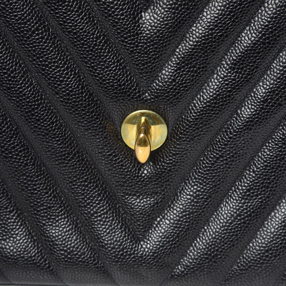 Chanel Caviar Chevron Quilted Maxi Single Flap Black 11 of 11