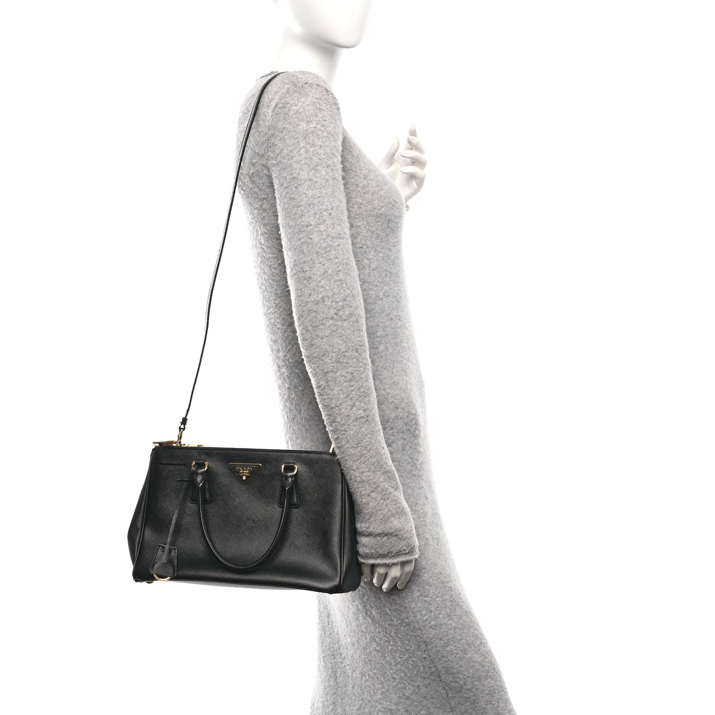 Saffiano Small Galleria Double Zip Tote Black
