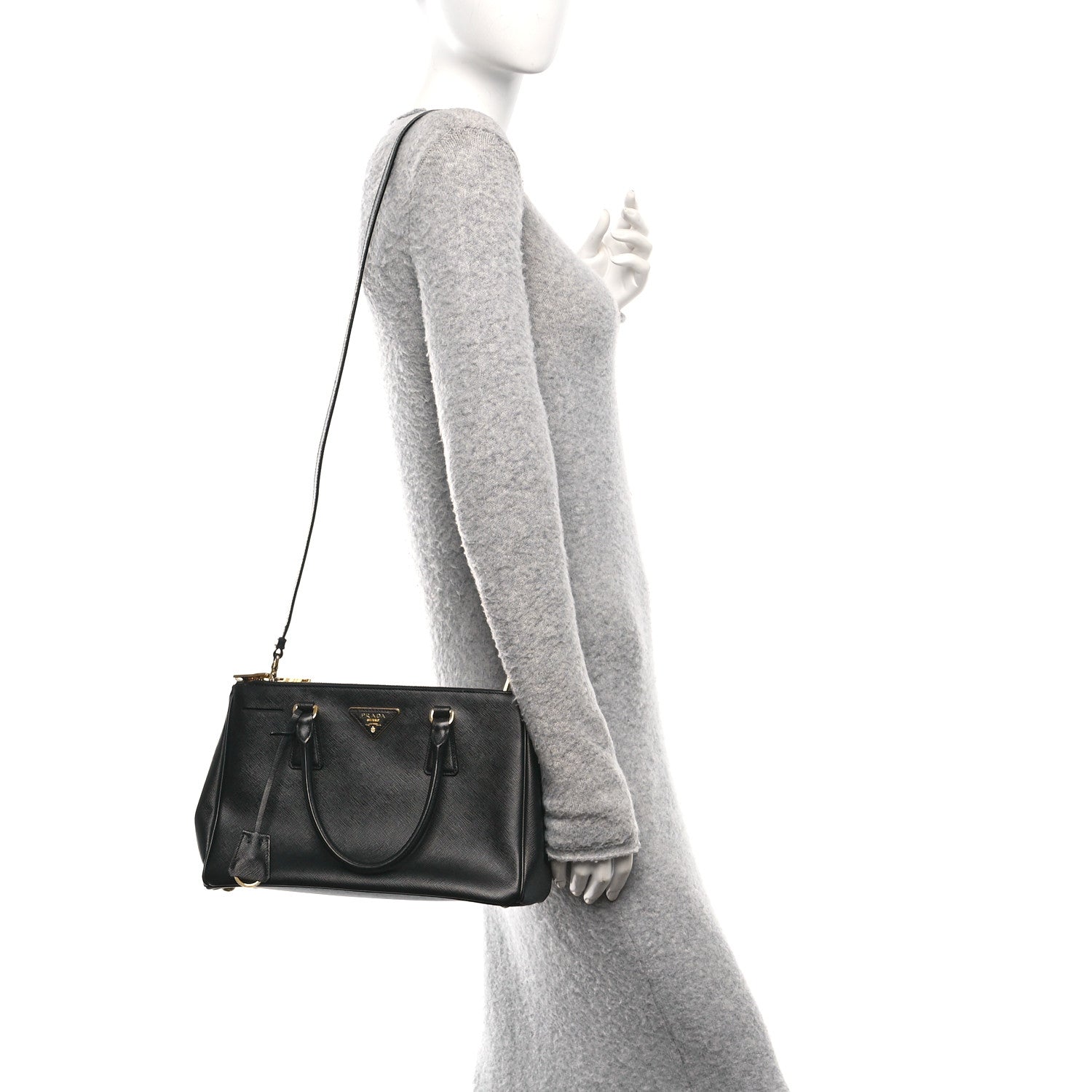 Prada Saffiano Small Galleria Double Zip Tote Black 2 of 9