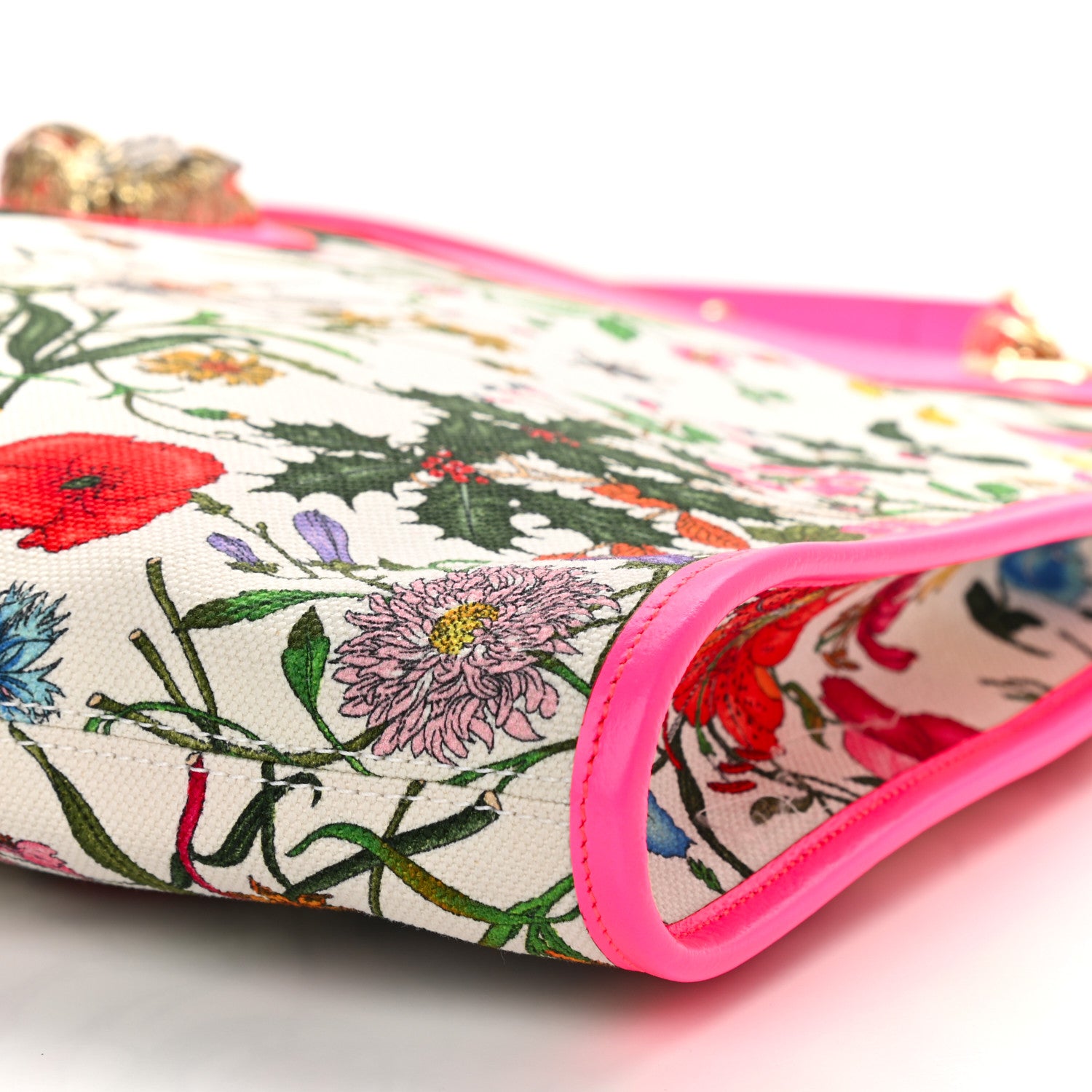 Gucci Canvas Flora Large Rajah Chain Tote White Multicolor Fuxia Fluo 12 of 12