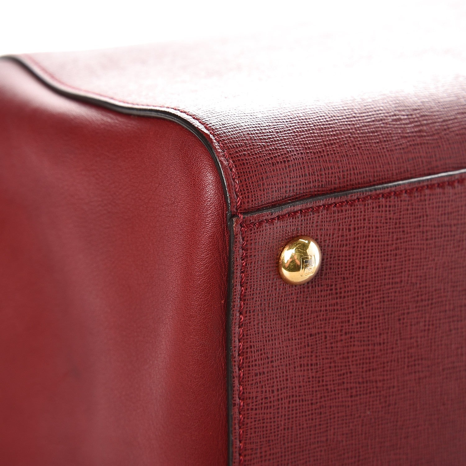 Fendi Vitello Elite Large 2Jours Tote Rosso Scuro Ciliegia 8 of 10