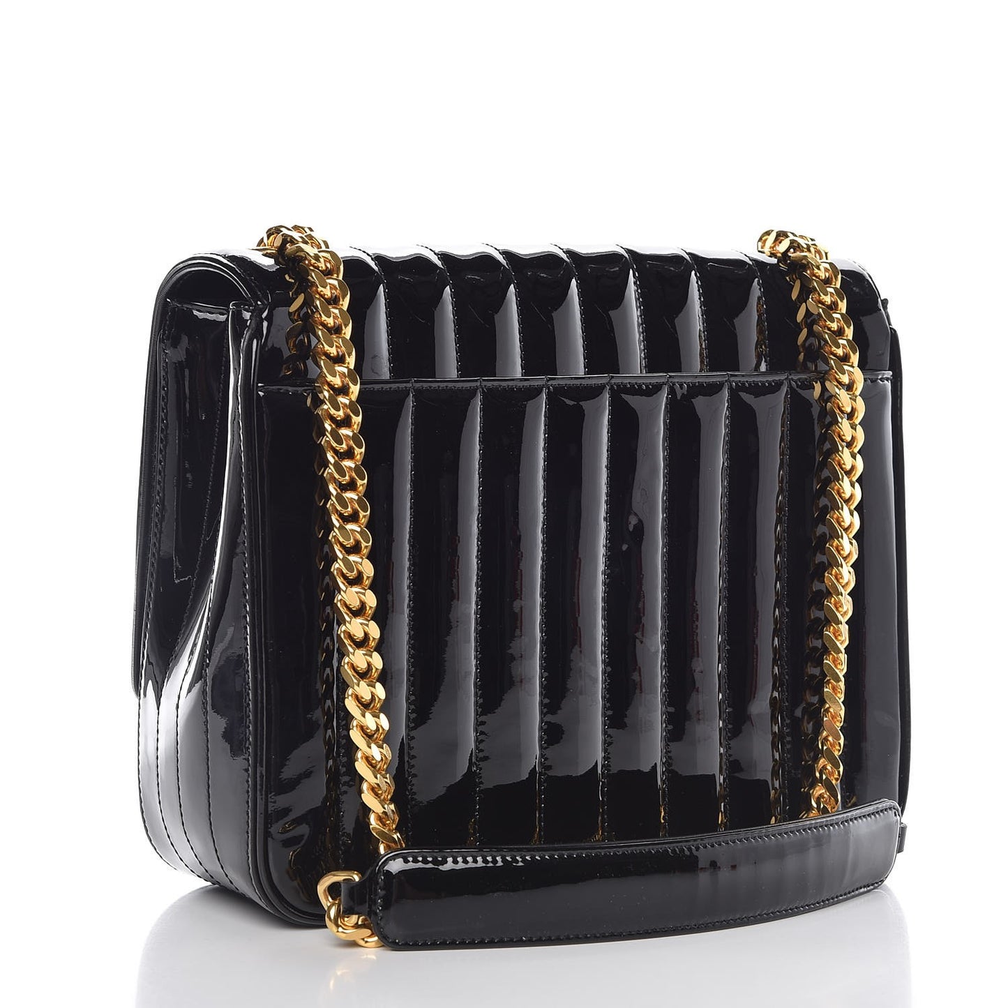 Patent Matelasse Monogram Large Vicky Chain Bag Black