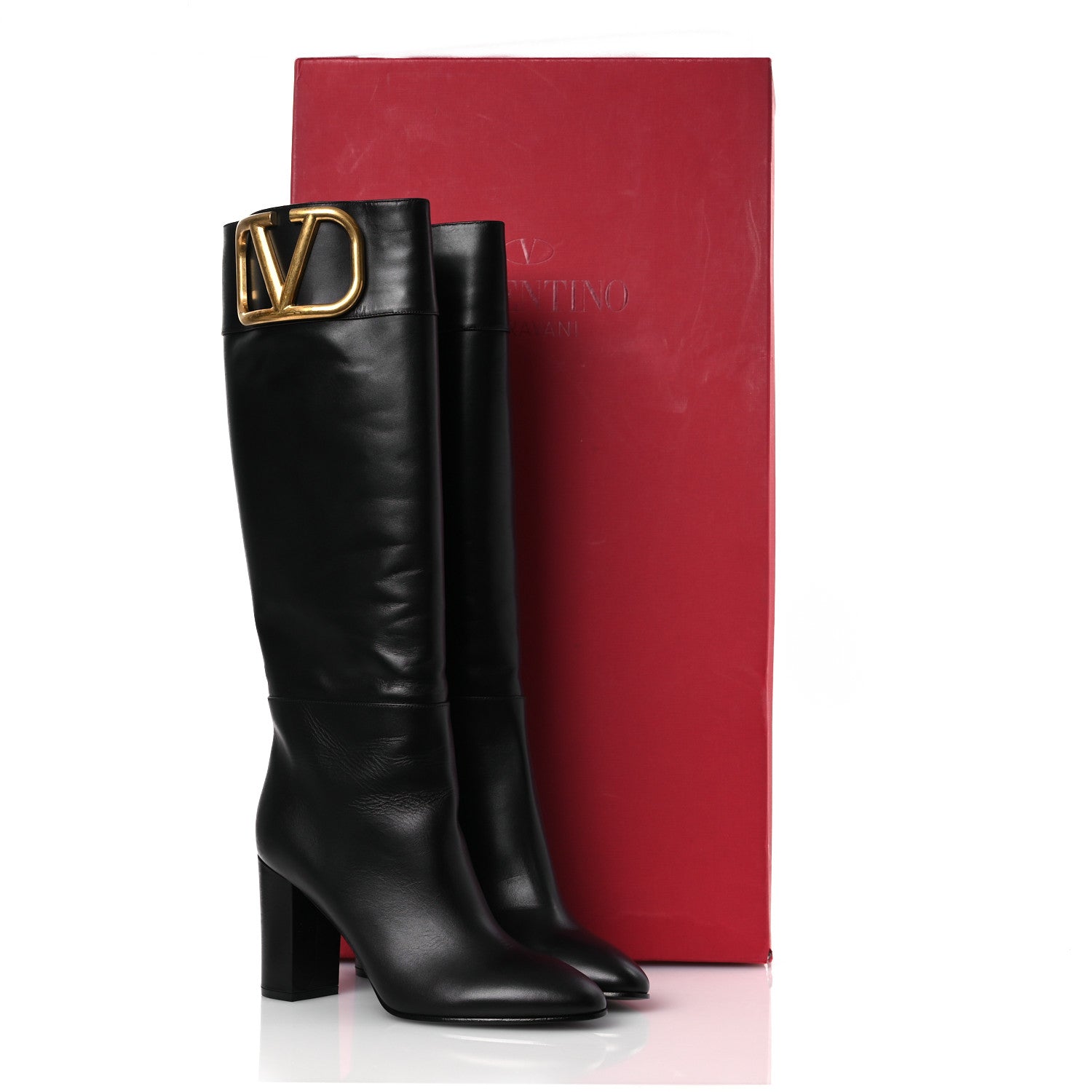 Valentino Garavani Calfskin Vlogo Knee High 85mm Boots 41 Black 13 of 13