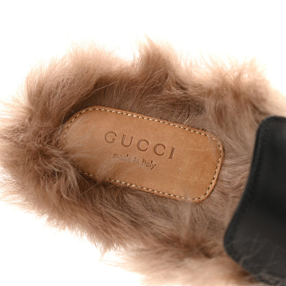 Gucci Calfskin Fur Tiger Embroidered Womens Princetown Slippers 35 Black 7 of 7