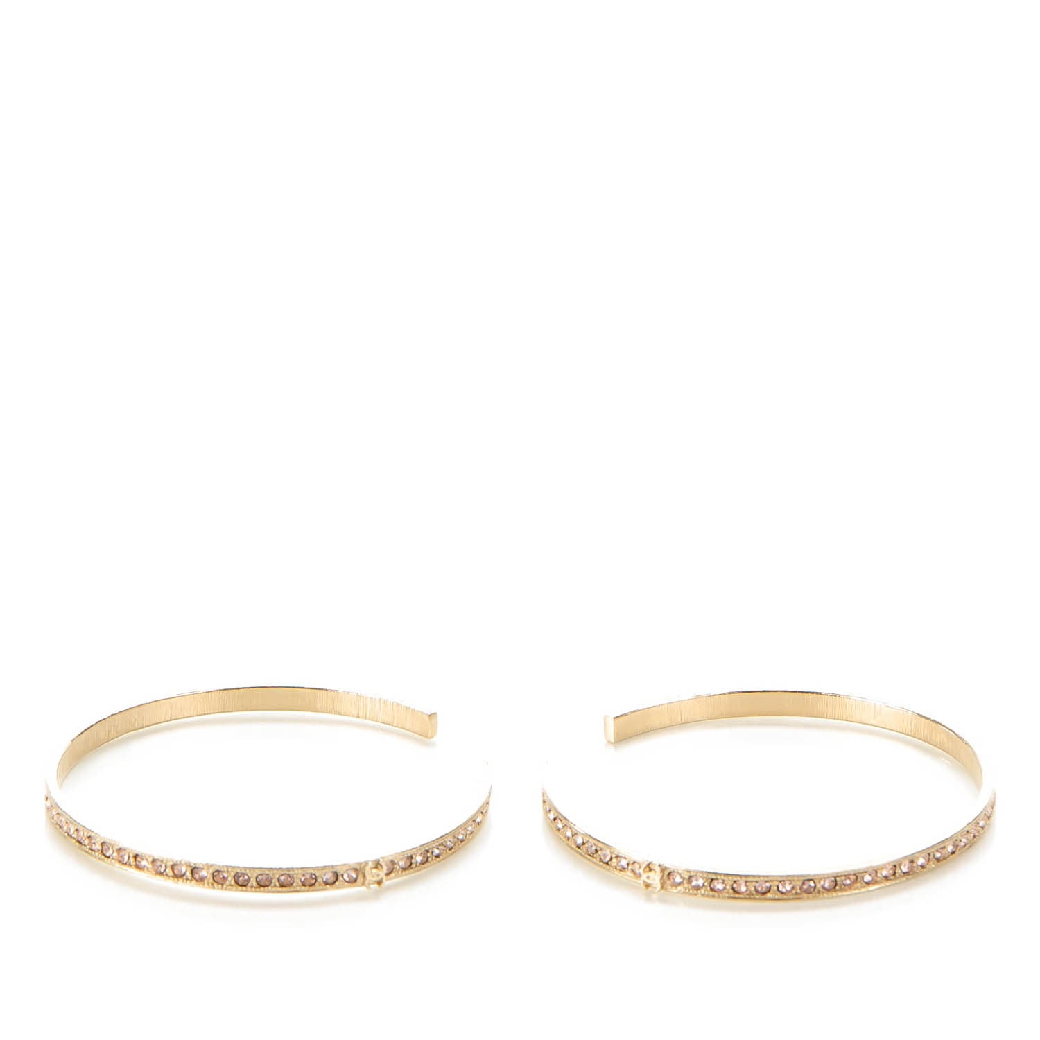 Chanel Crystal CC Hoop Earrings Gold Pale Pink 3 of 6