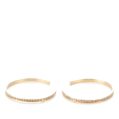 Chanel Crystal CC Hoop Earrings Gold Pale Pink 3 of 6