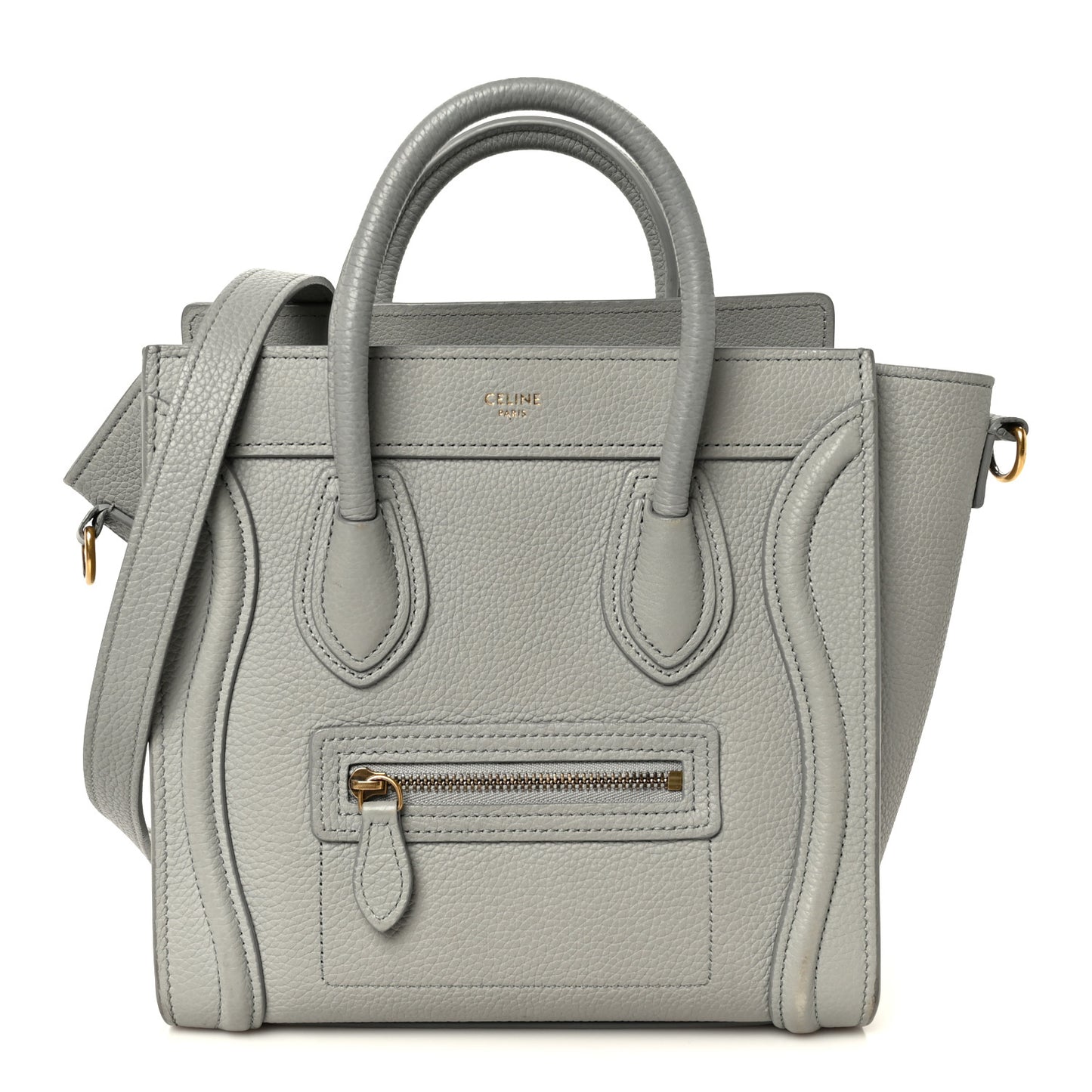 Drummed Calfskin Nano Luggage Pearl Blue