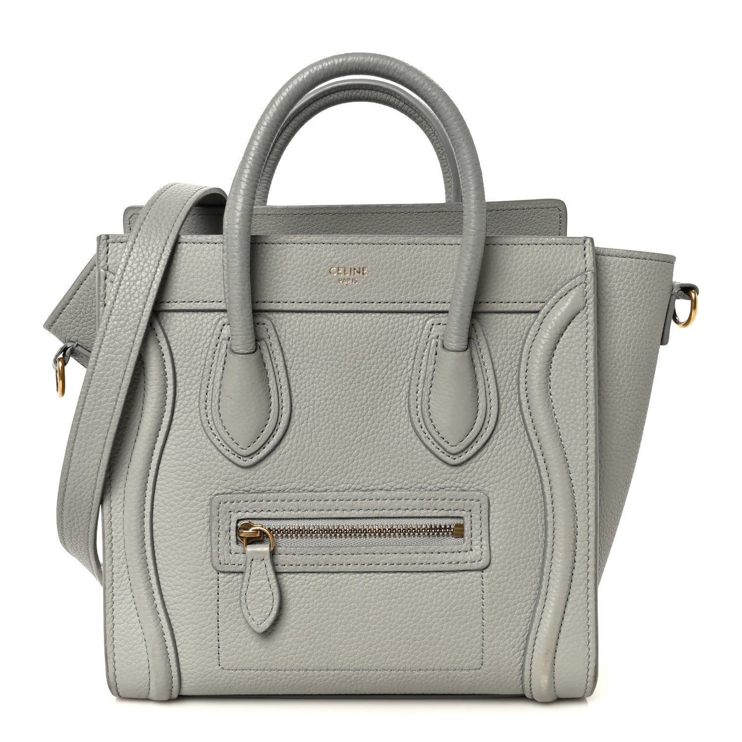 Celine Drummed Calfskin Nano Luggage Pearl Blue 1 of 11