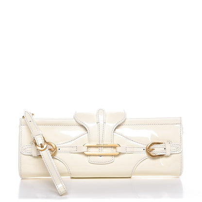 Jimmy Choo Patent Calfskin Tulita Clutch Off White 1 of 10