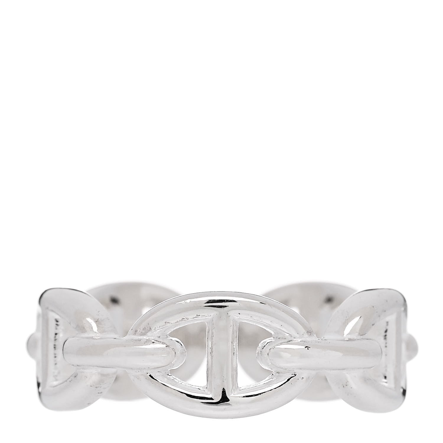 Hermes Sterling Silver PM Chaine d'Ancre Enchainee Band Ring 55 7.25 1 of 9