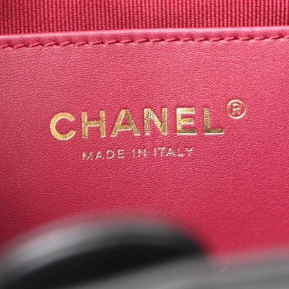 Chanel Lambskin Quilted Double Pocket Drawstring Backpack Black 6 of 10