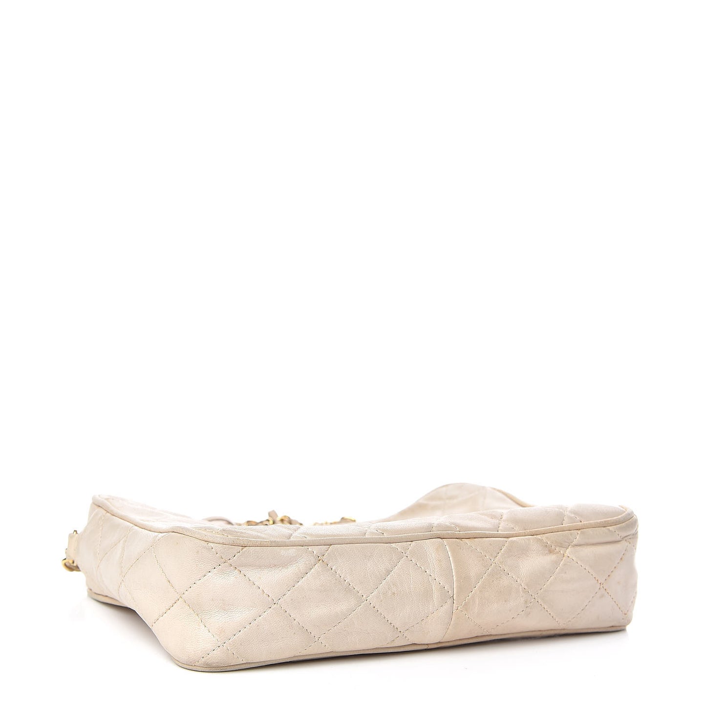Lambskin Quilted Tassel Camera Case Pouch White