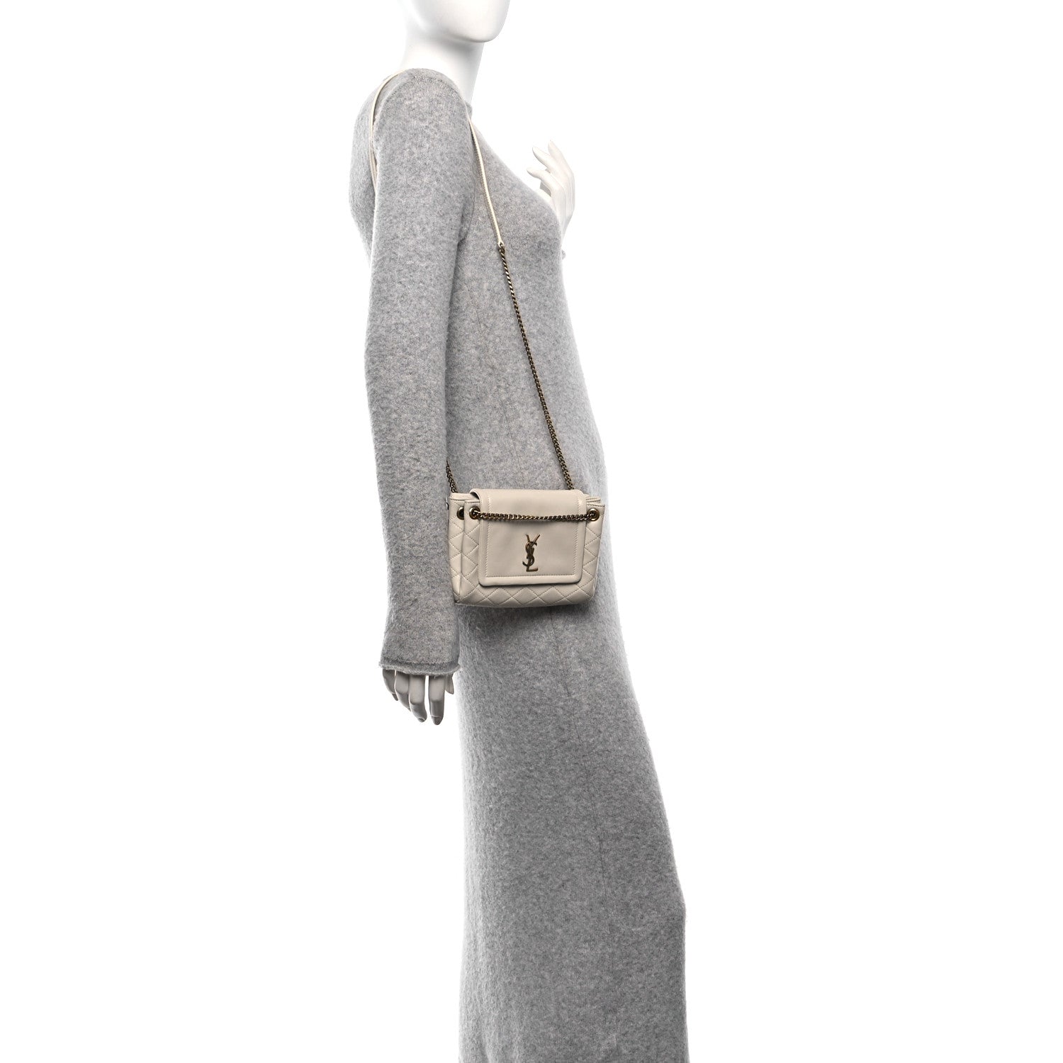 Saint Laurent Lambskin Quilted Monogram Mini Nolita Crema Soft 2 of 11