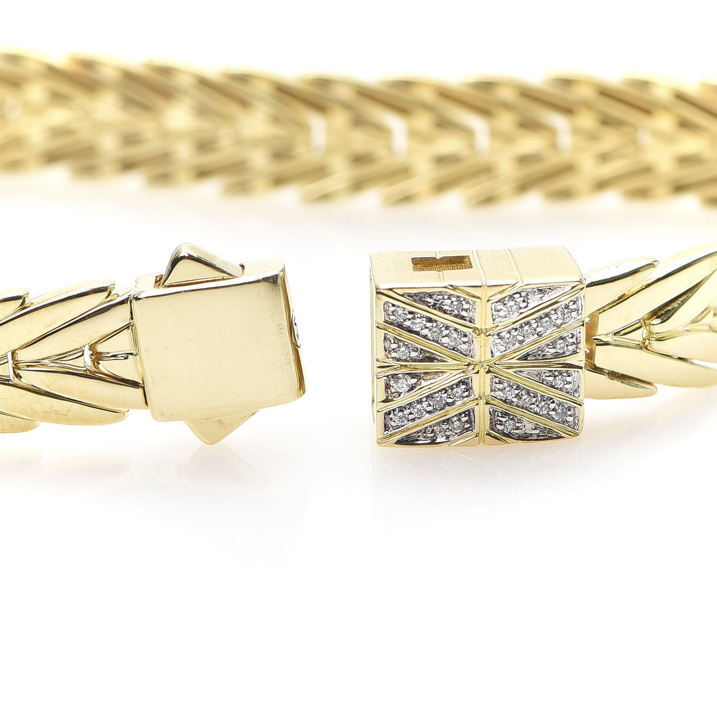 18K Yellow Gold Diamond 9mm Modern Chain Bracelet