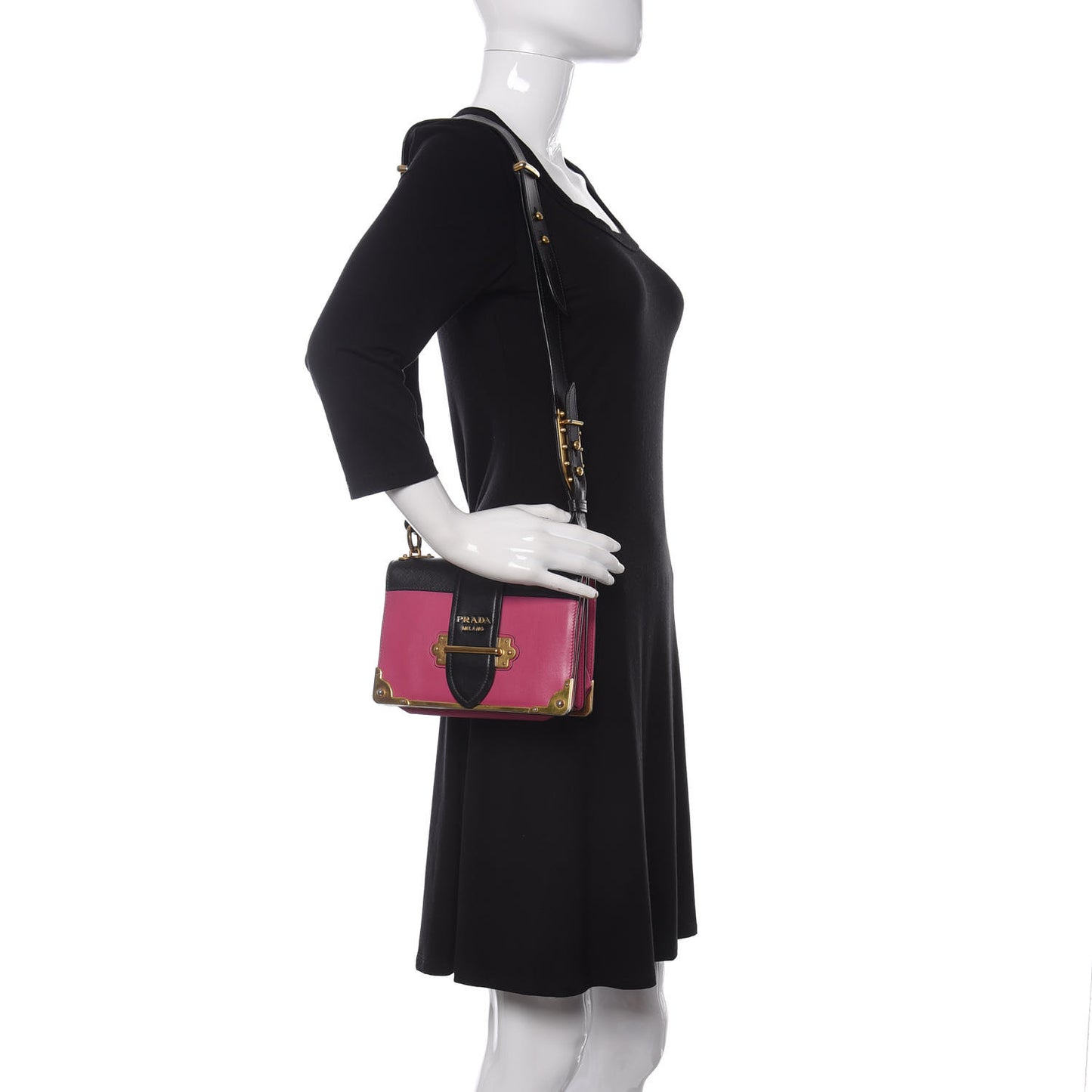 City Calf Saffiano Cahier Bag Fuxia Black