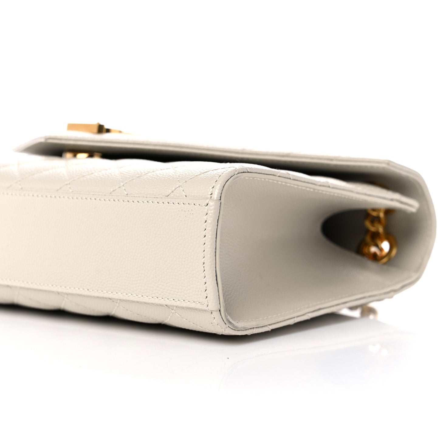Grain De Poudre Textured Mixed Matelasse Medium Triquilt Monogram Satchel Crema Soft