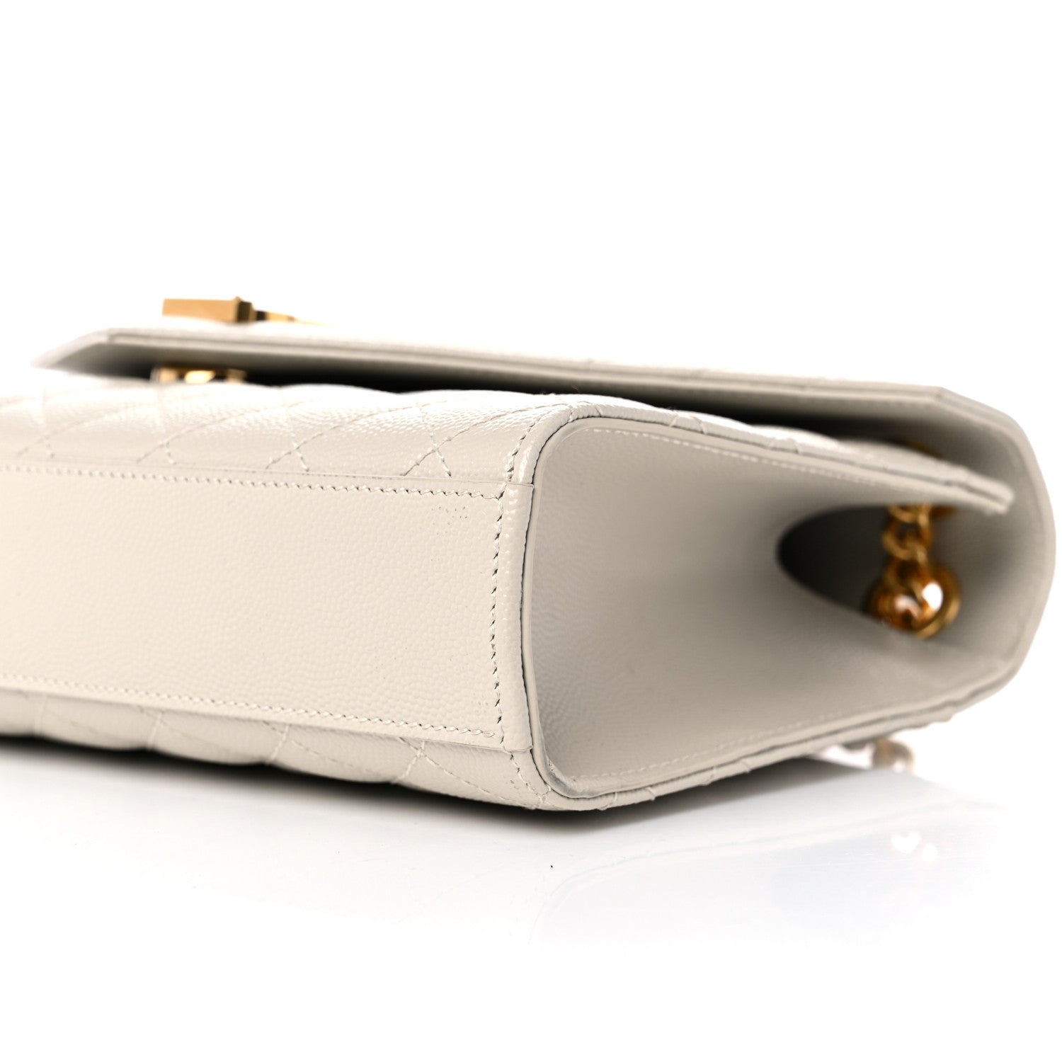 Saint Laurent Grain De Poudre Textured Mixed Matelasse Medium Triquilt Monogram Satchel Crema Soft 9 of 13