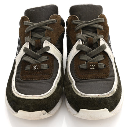 Chanel Fabric Calfskin Suede CC Womens Sneakers 36 Dark Green 10 of 12