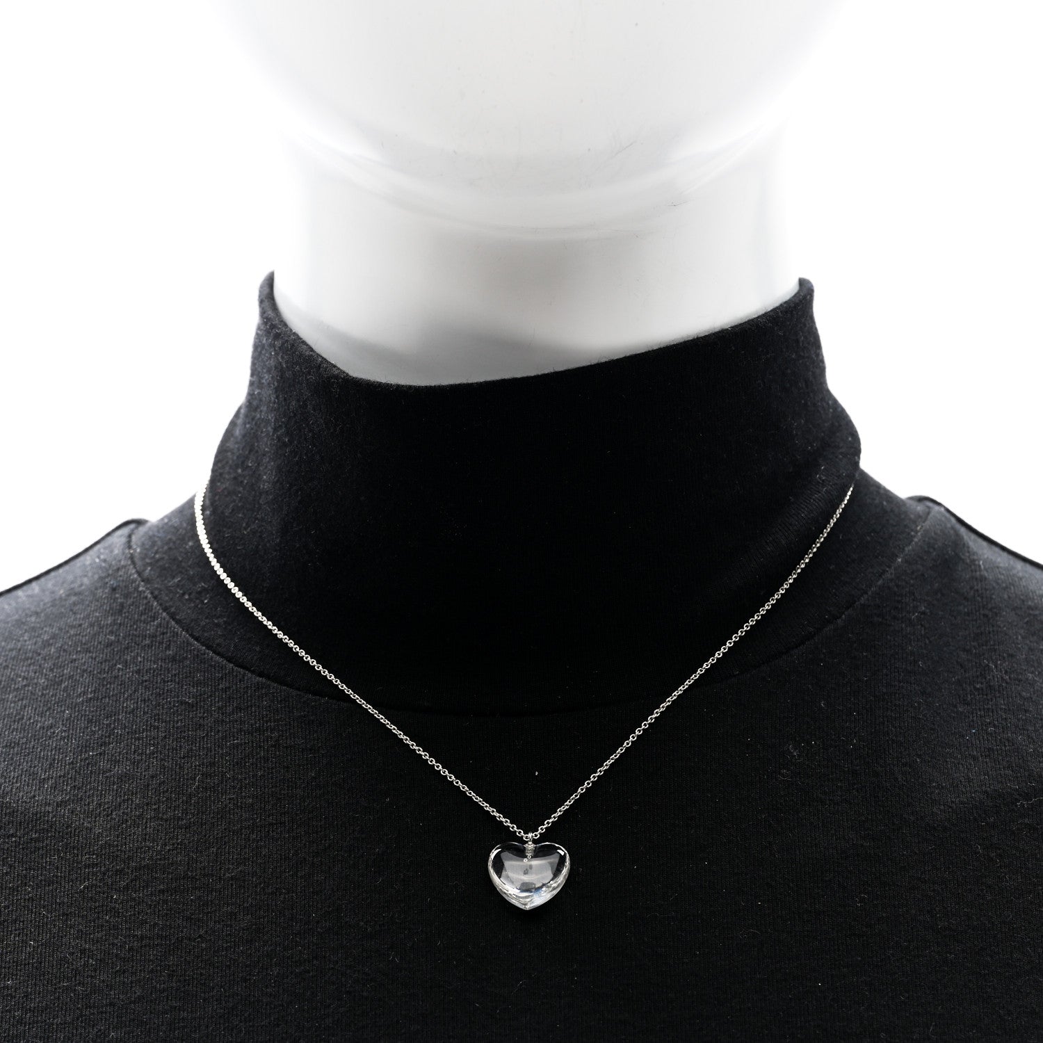 Tiffany Sterling Silver Rock Crystal Quartz Heart Necklace 2 of 4
