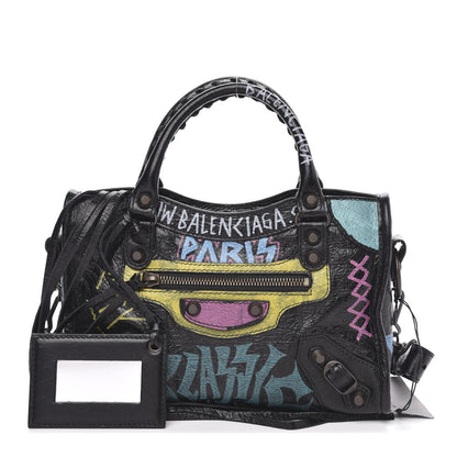 Balenciaga Agneau Arena Graffiti All Over Classic Hardware Mini City Black Multicolor 1 of 9