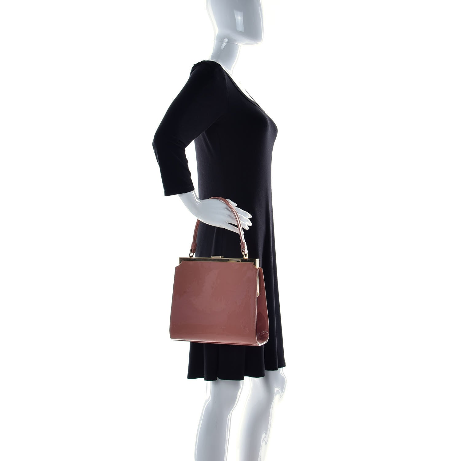 Mansur Gavriel Patent Calfskin Elegant Top Handle Bag Blush 2 of 10