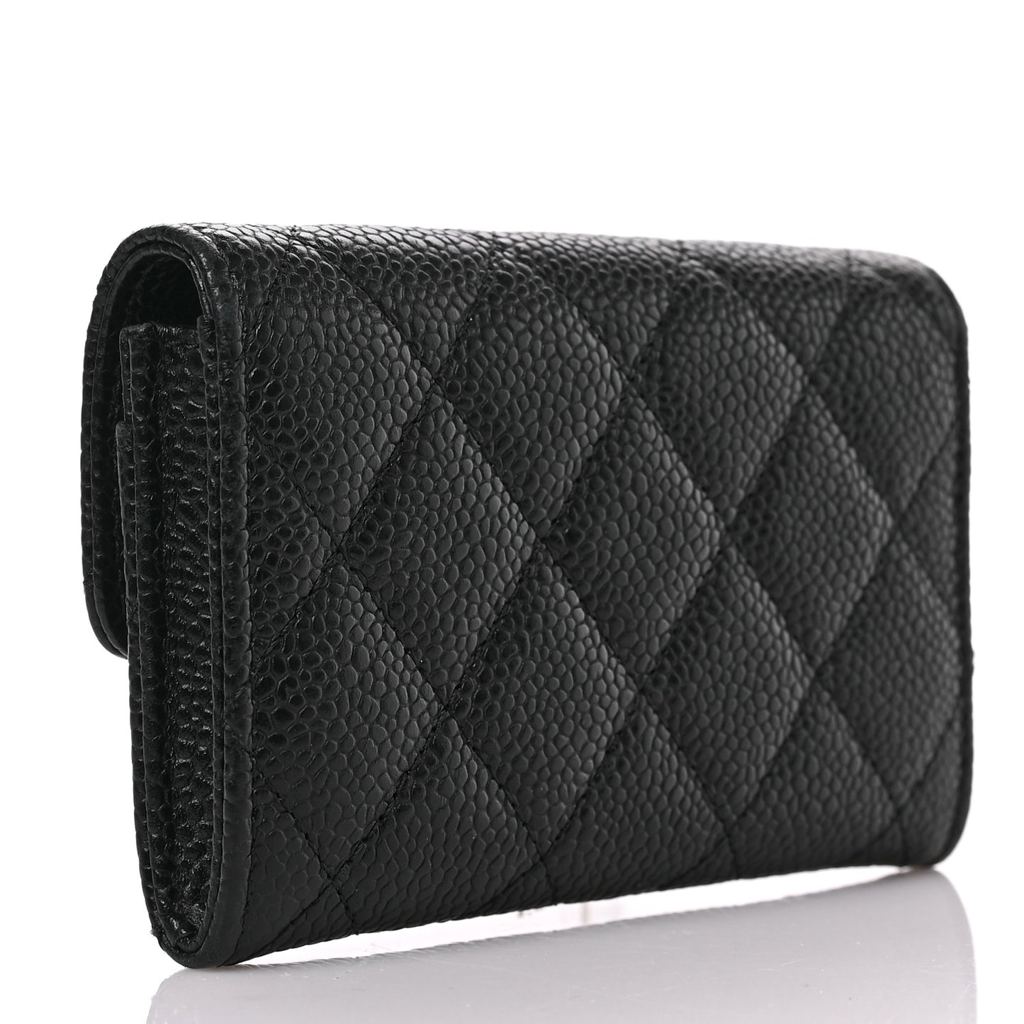 Caviar Quilted Flap Card Holder Black