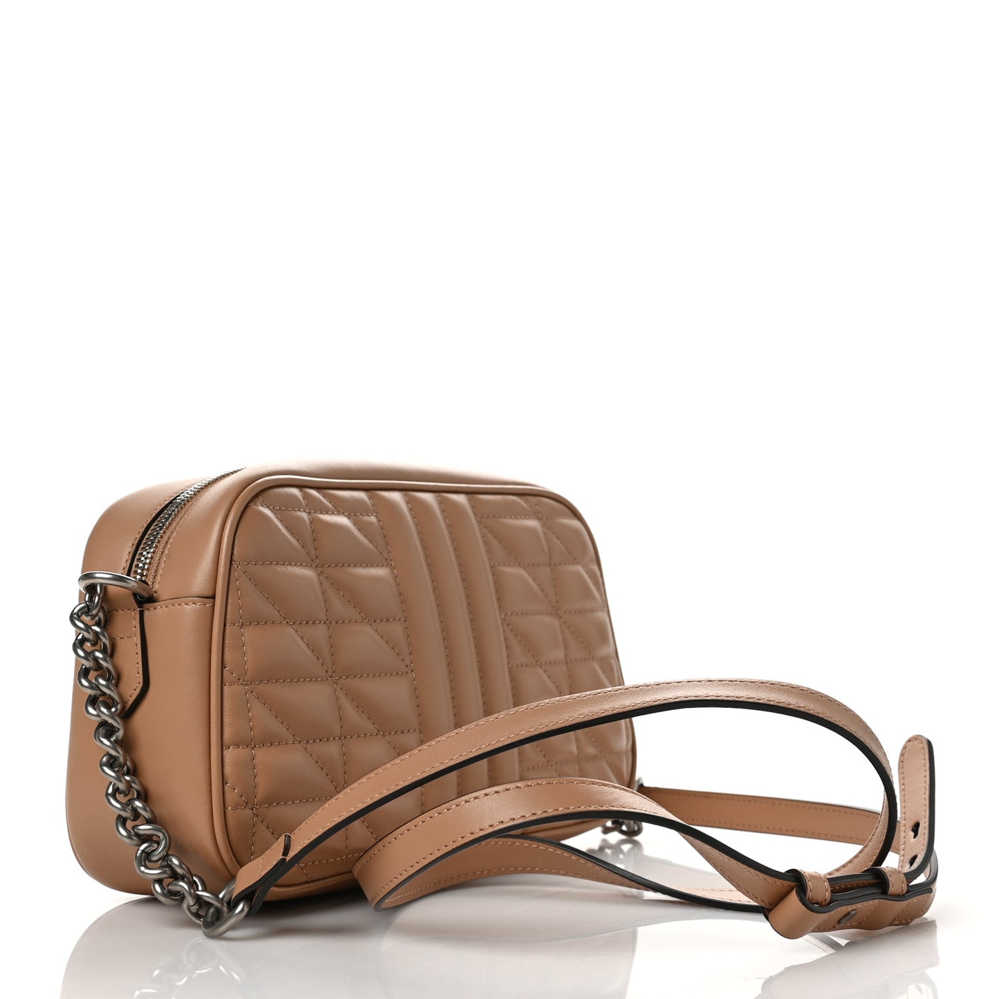 Calfskin Matelasse Aria Small GG Marmont Chain Shoulder Bag Camelia