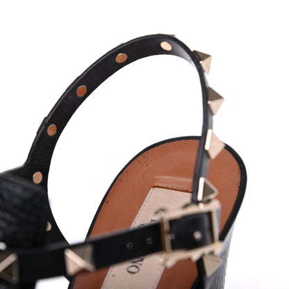 Valentino Garavani Grained Calfskin Rockstud Ankle Strap 5/105mm Sandals 38.5 Black 18 of 19