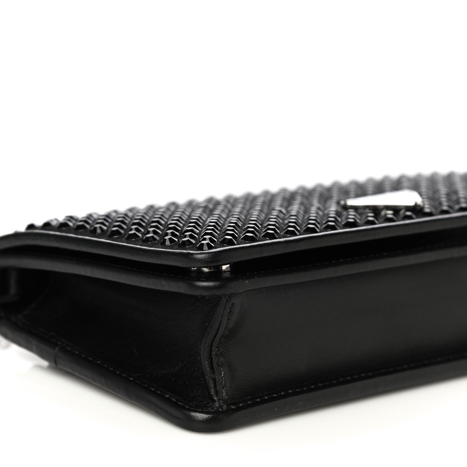 Prada Crystal Mini Wallet Chain Black 8 of 9