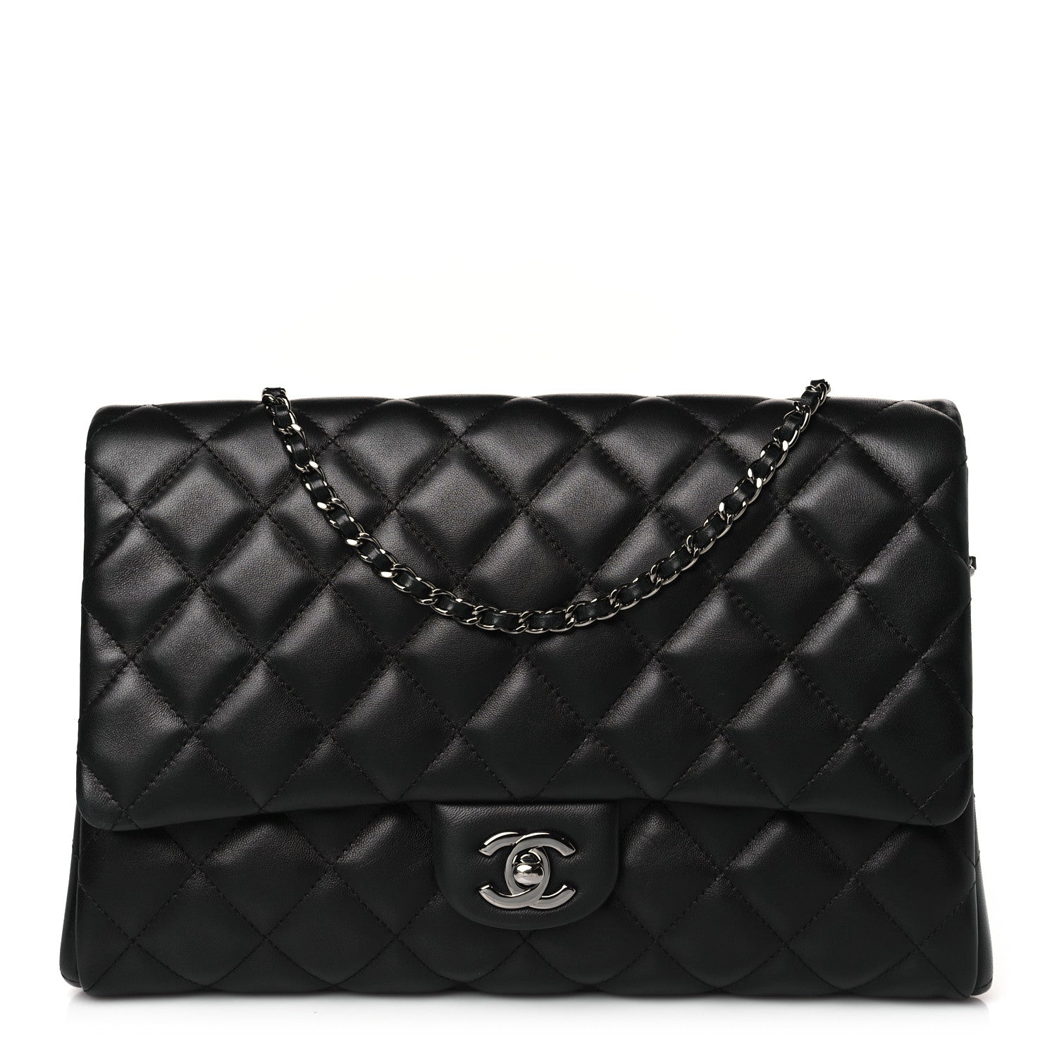Chanel Lambskin Quilted Clutch with Chain Flap Black 1 of 10