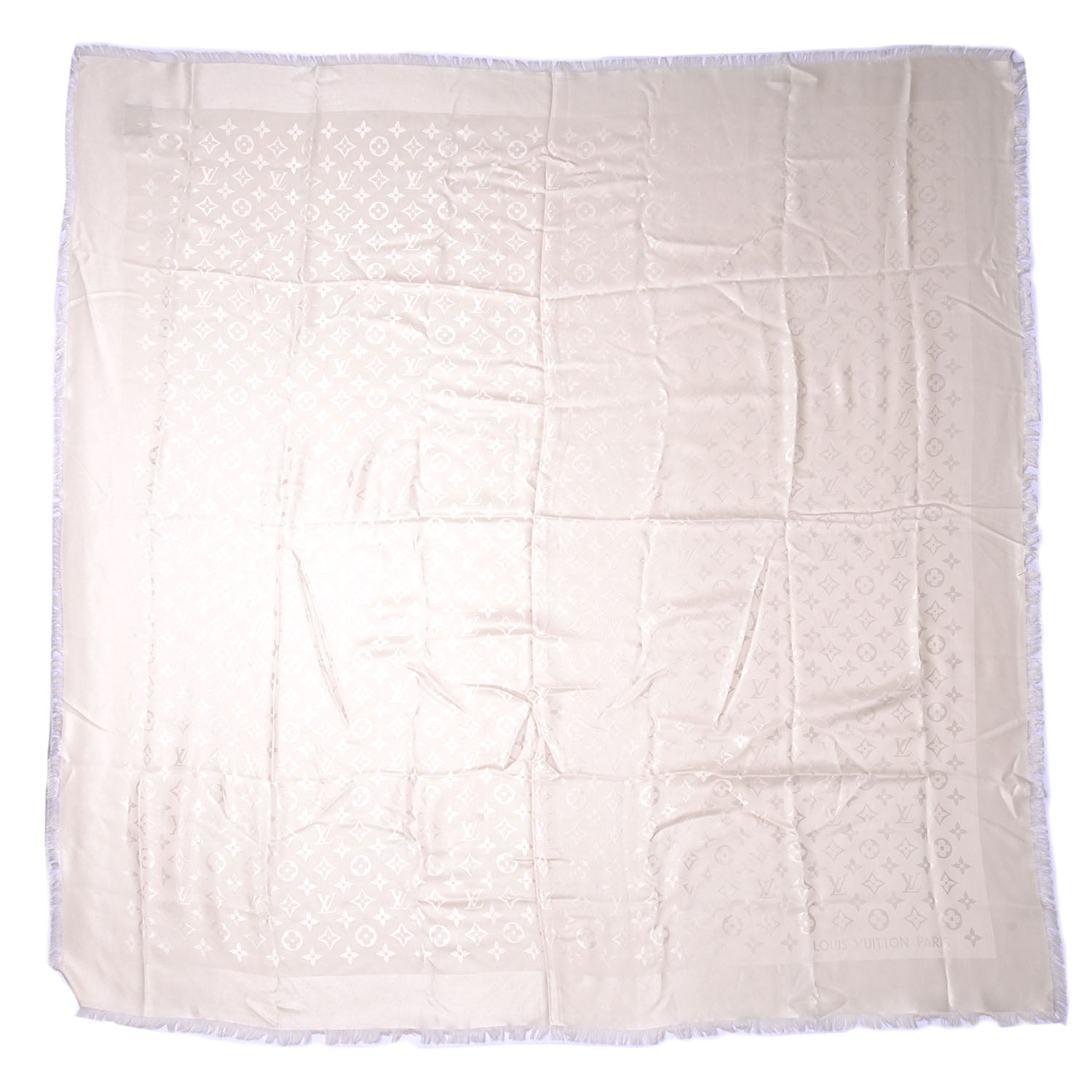 Louis Vuitton Wool Silk Monogram Shawl White 2 of 4