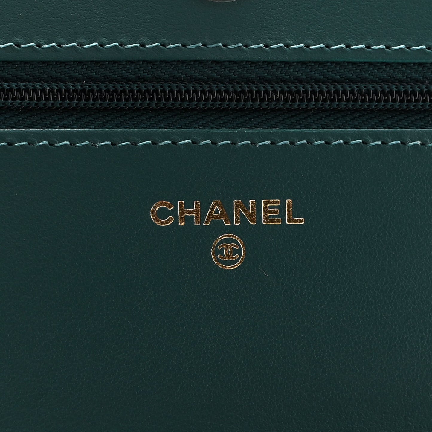 Shaded Patent Calfskin Quilted Wallet On Chain WOC Green Blue