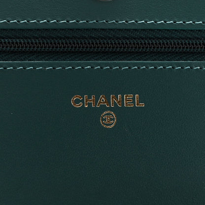Chanel Shaded Patent Calfskin Quilted Wallet On Chain WOC Green Blue 6 of 12