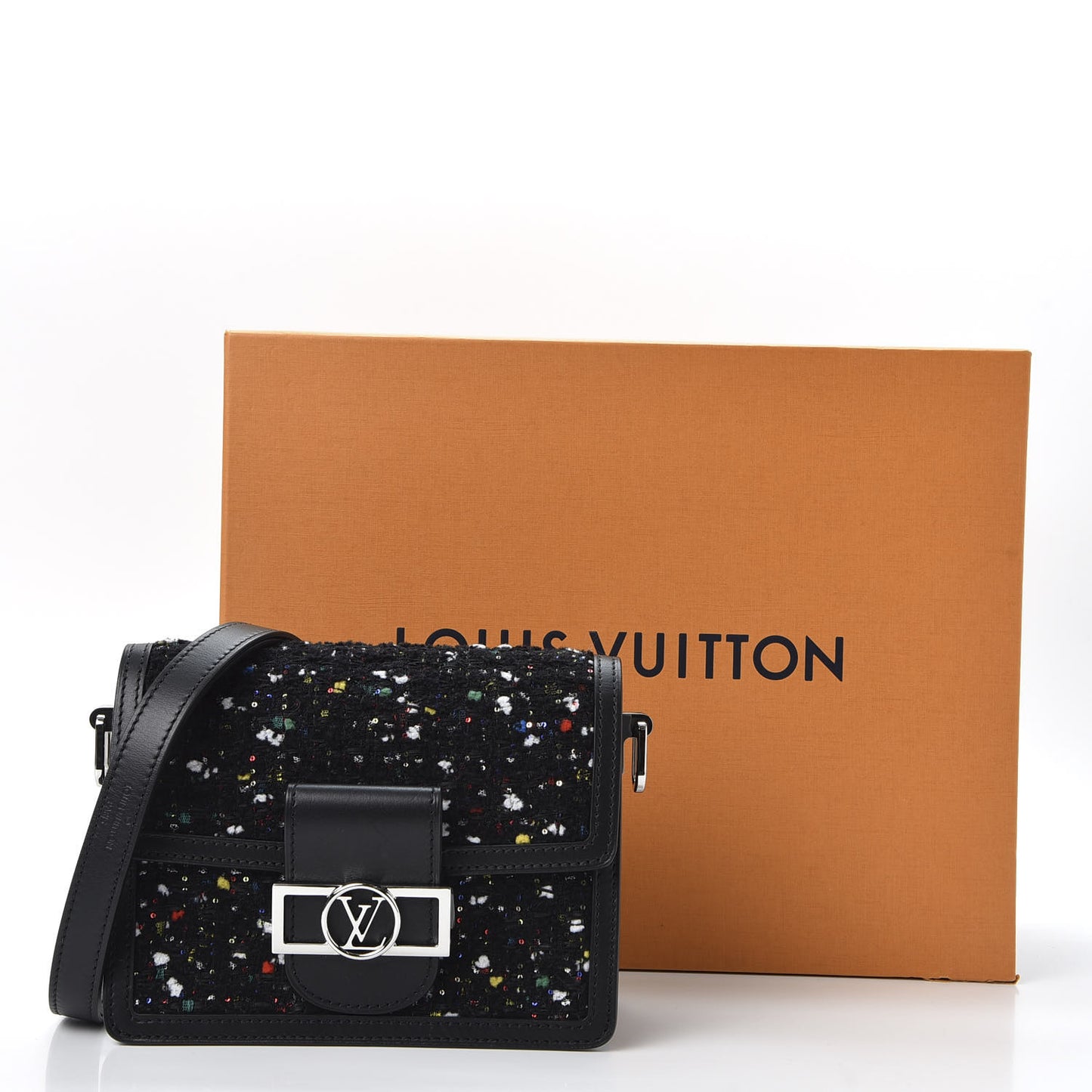 Tweed Calfskin Dauphine Mini Black Multicolor