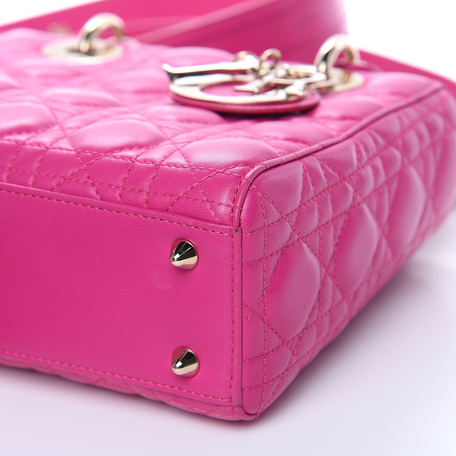 Christian Dior Lambskin Cannage Small Lucky Badges My Lady Dior Magenta 9 of 14