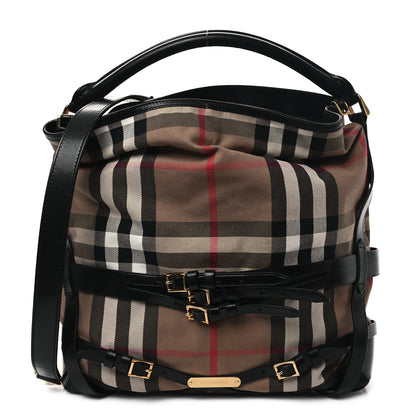 Burberry House Check Bridle Calfskin Medium Gosford Hobo Black 1 of 11