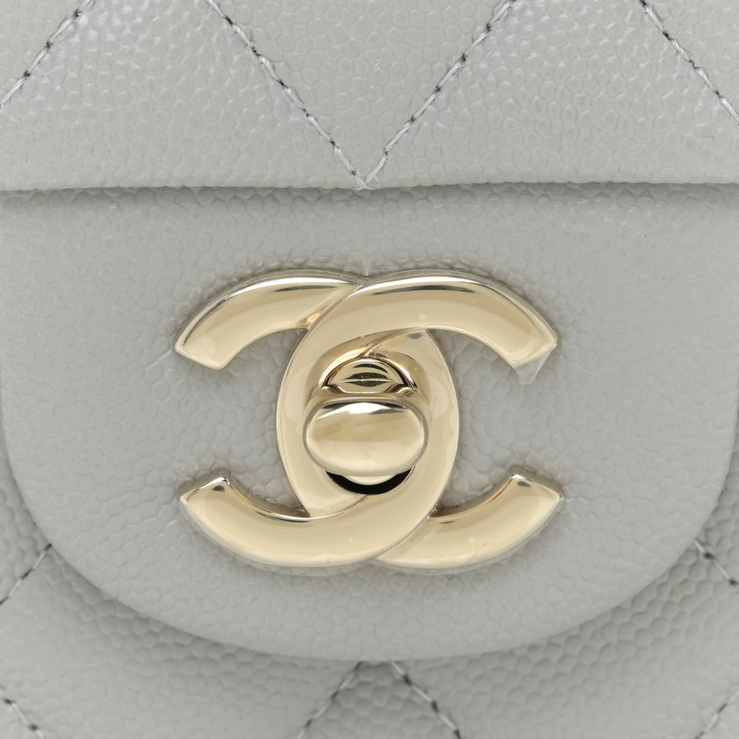 Caviar Quilted Small Double Flap Grey