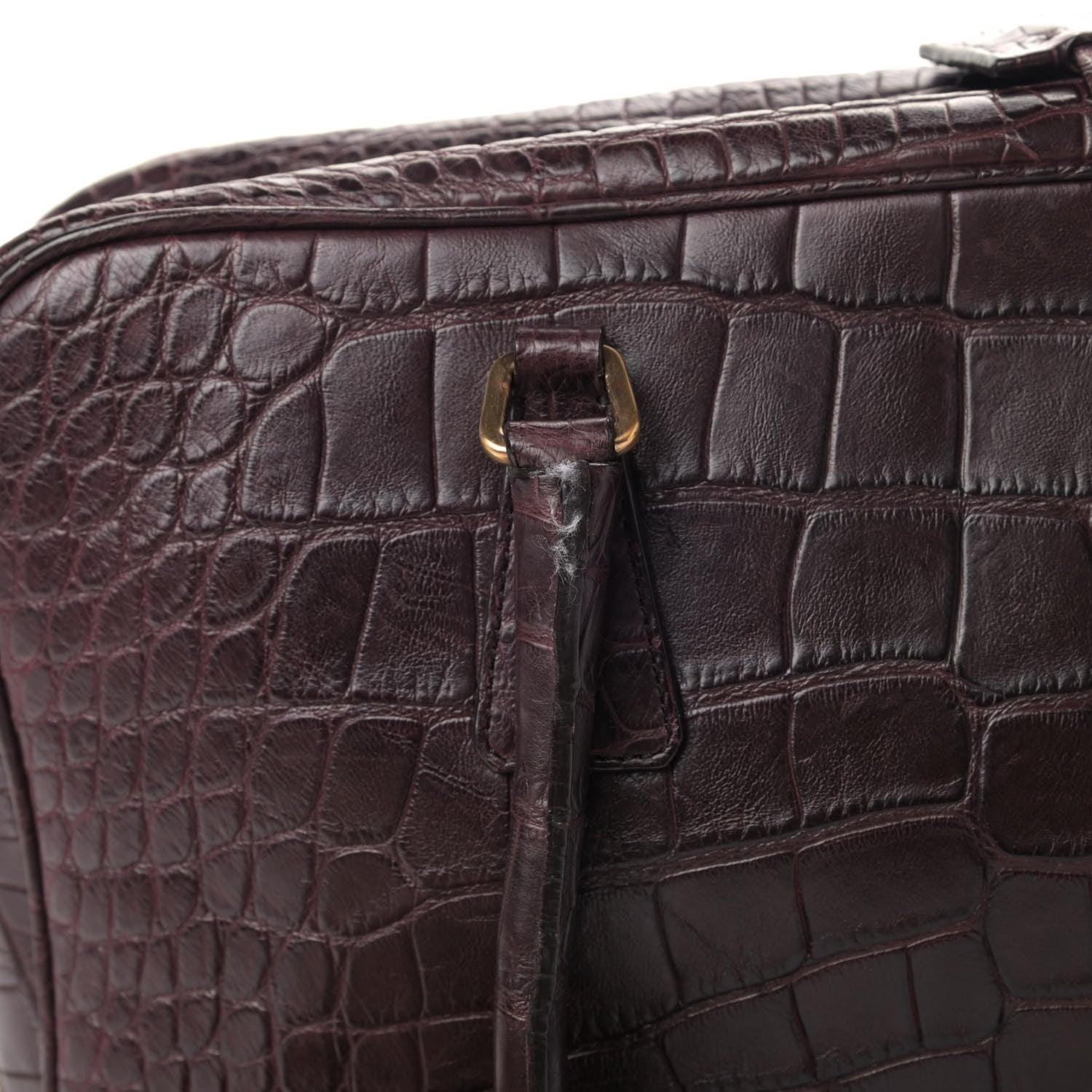 Prada Calfskin Crocodile Embossed Tote Purple 5 of 6