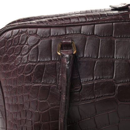 Prada Calfskin Crocodile Embossed Tote Purple 5 of 6