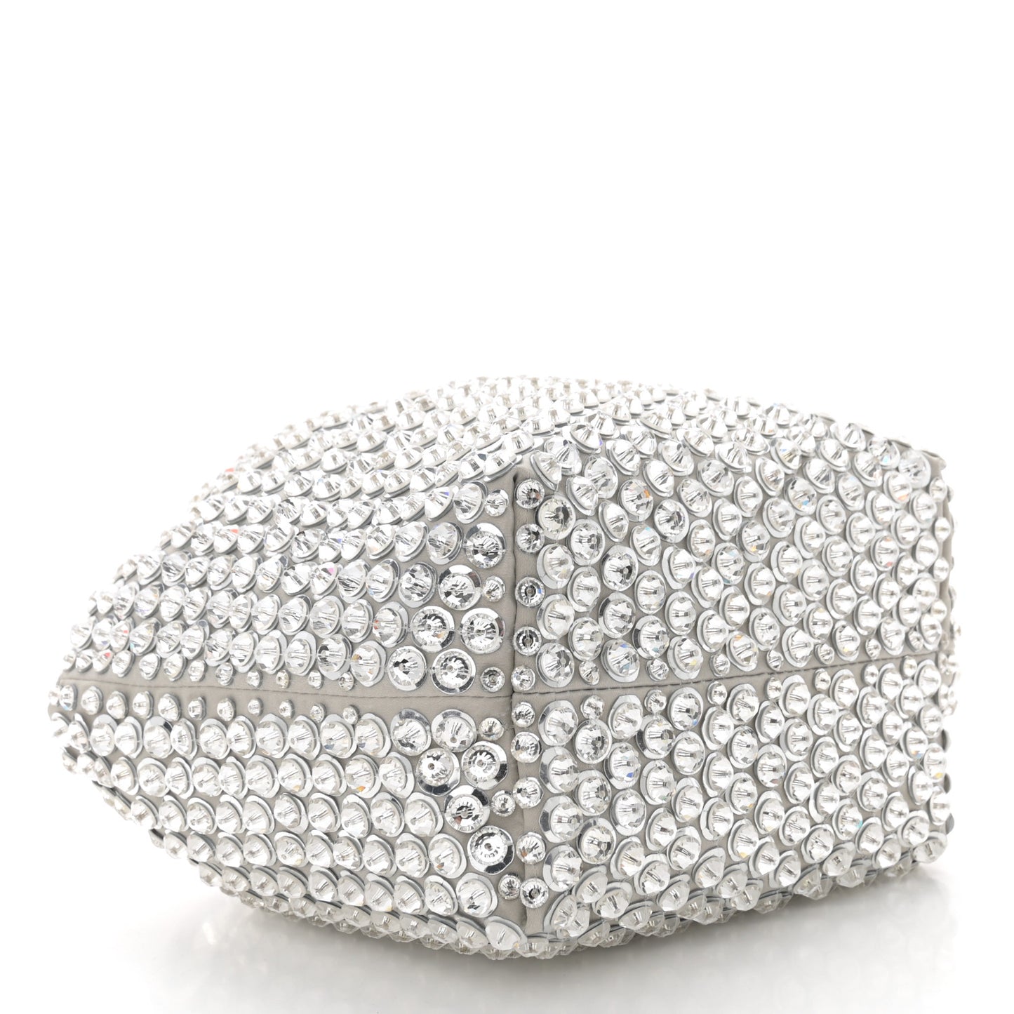 Satin Rhinestone Embellished Small Carry Secrets Bucket Bag Silver