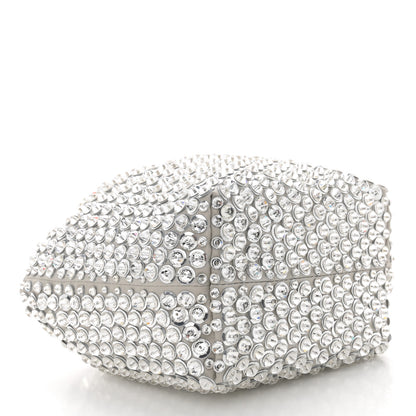 Valentino Garavani Satin Rhinestone Embellished Small Carry Secrets Bucket Bag Silver 4 of 10
