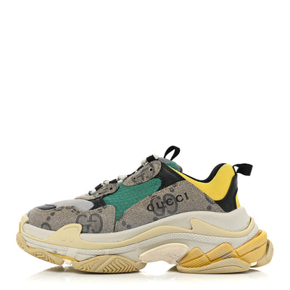 Balenciaga X GUCCI Maxi GG Supreme Monogram Womens Triple S Sneakers 38 Beige Ebony Black Green 1 of 12