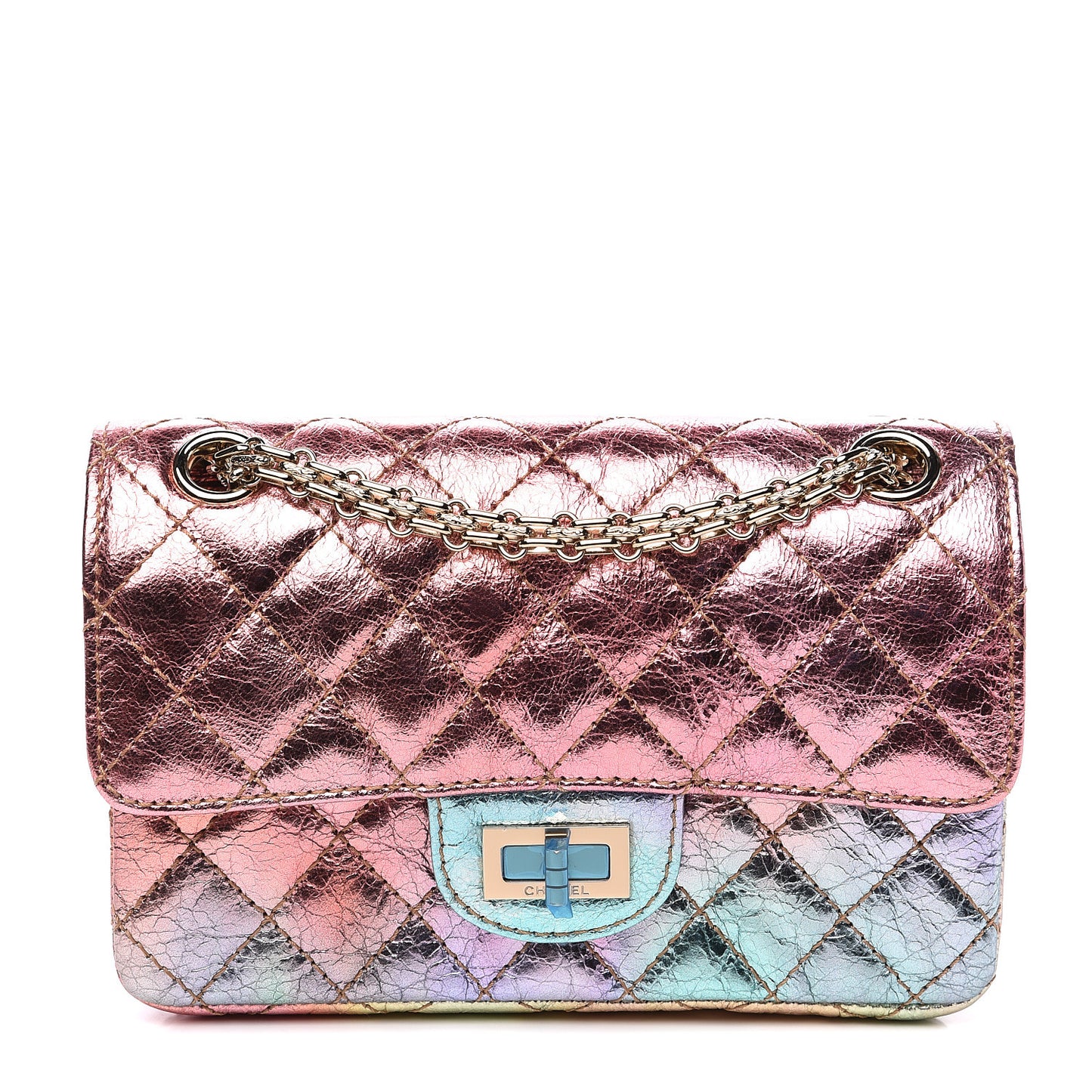 Metallic Goatskin Quilted Mini 2.55 Reissue Flap Multicolor