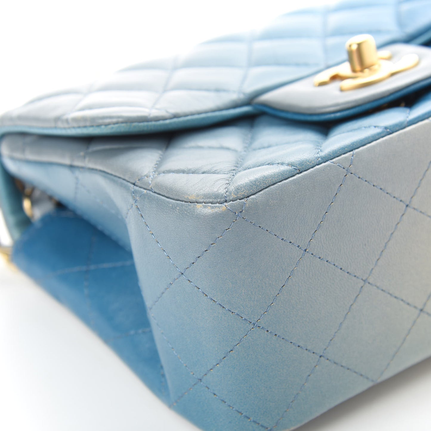 Lambskin Degrade Quilted Mini Square Flap Light Blue
