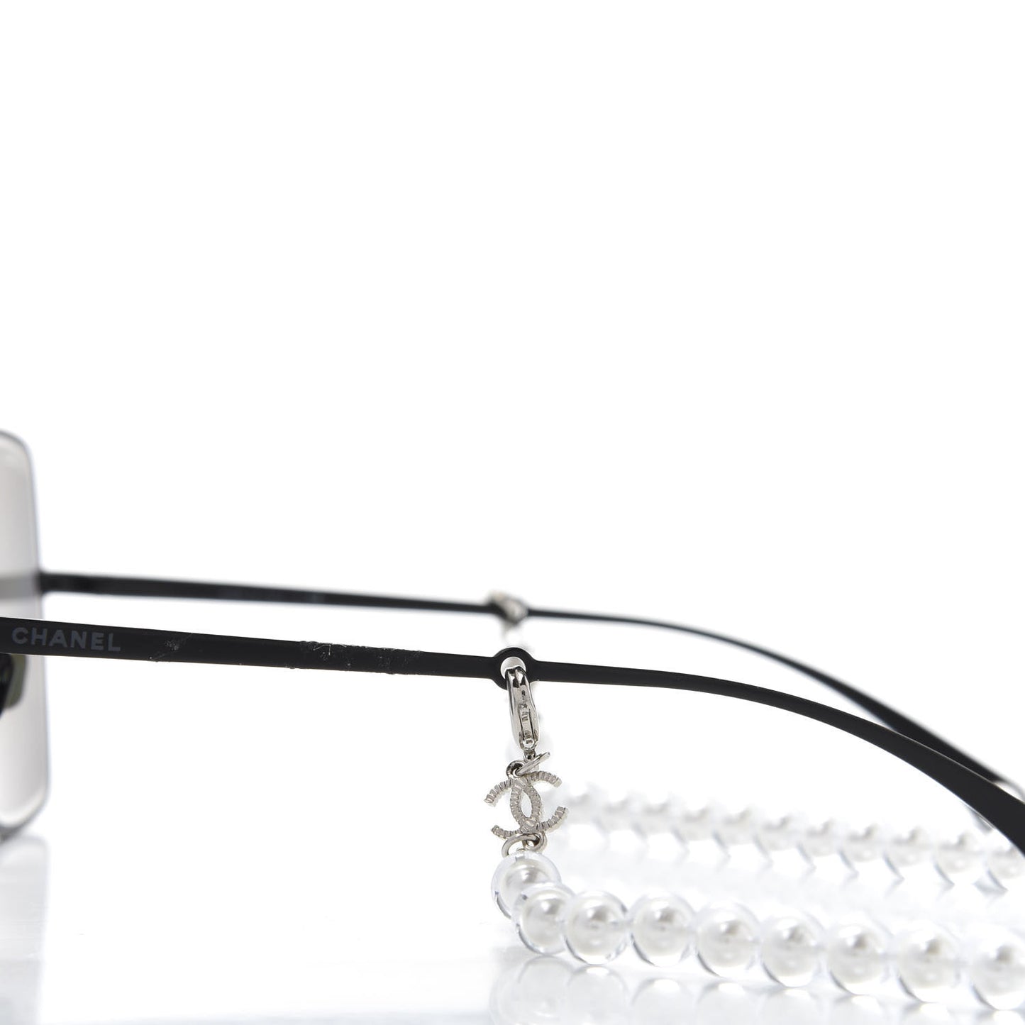 Metal Butterfly Removable Pearl Chain Sunglasses 4262 Black