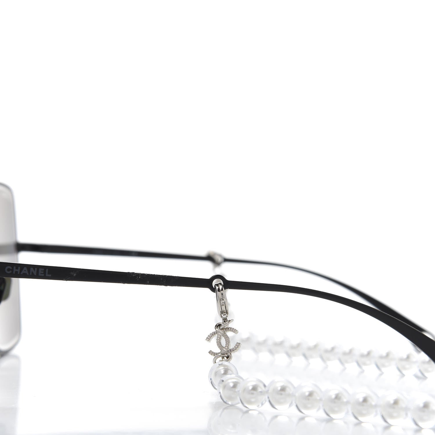 Chanel Metal Butterfly Removable Pearl Chain Sunglasses 4262 Black 8 of 10