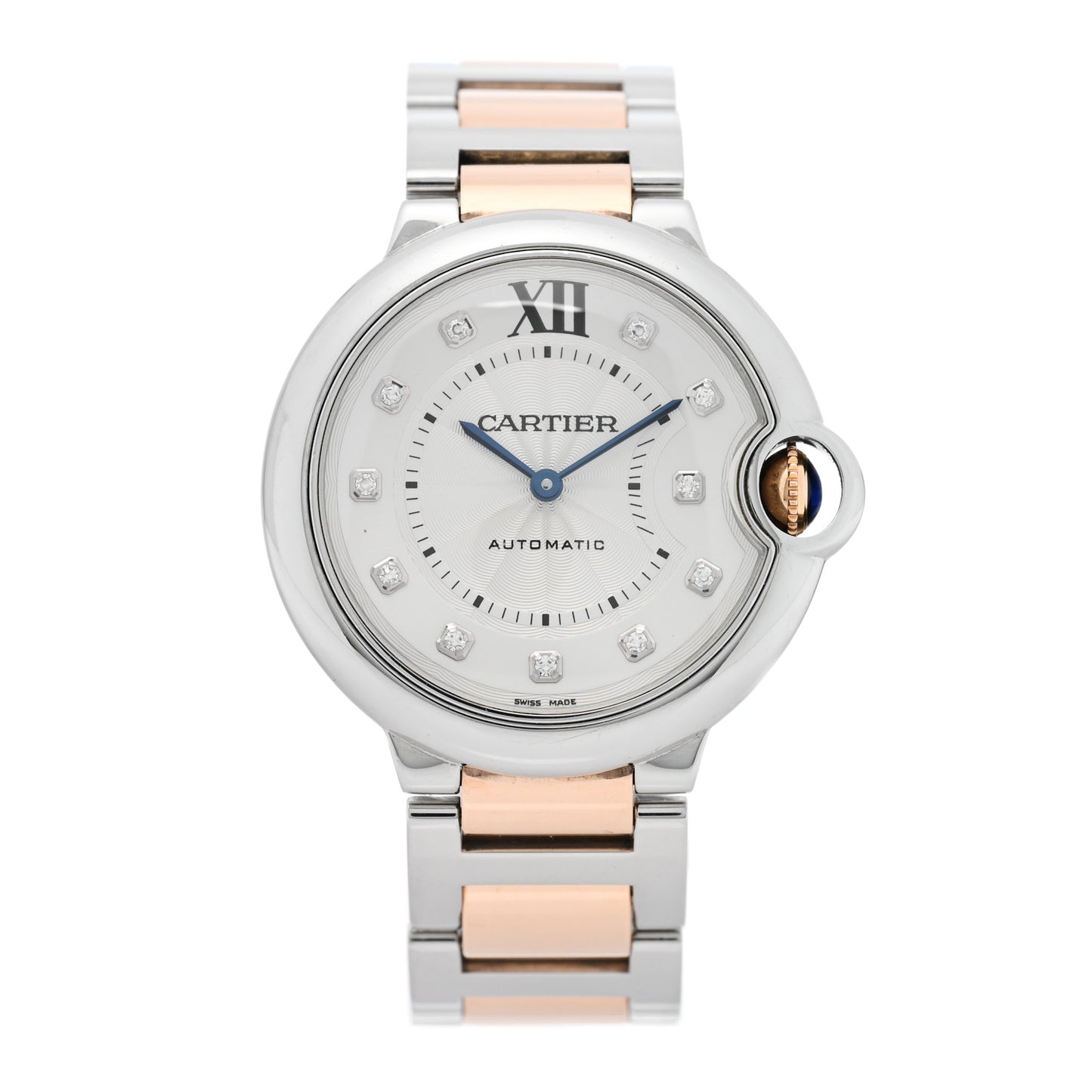 Stainless Steel 18K Pink Gold Diamond 36mm Ballon Bleu De Cartier Automatic Watch