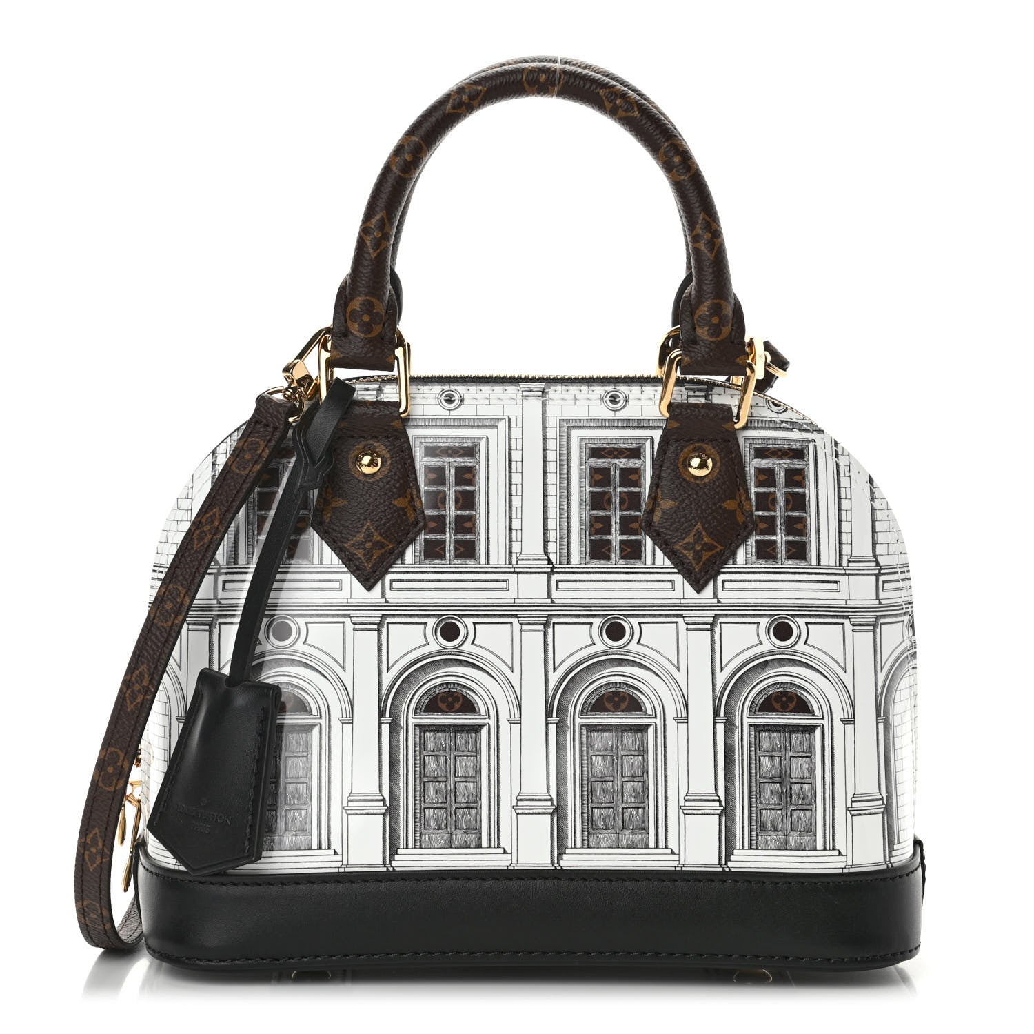 Louis Vuitton X FORNASETTI Calfskin Architettura Alma BB Black White 1 of 4