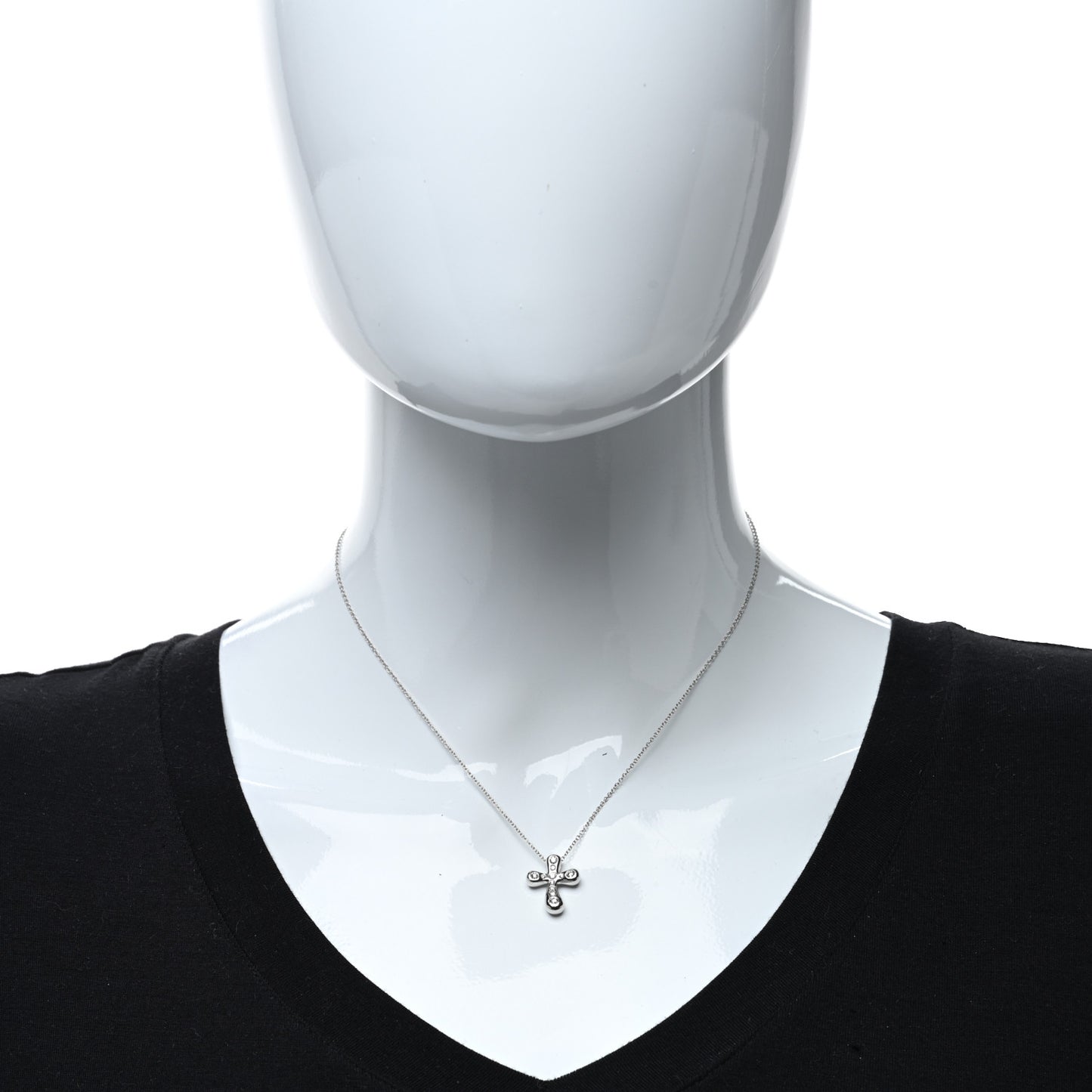 Platinum Diamond 17mm Elsa Peretti Cross Pendant Necklace